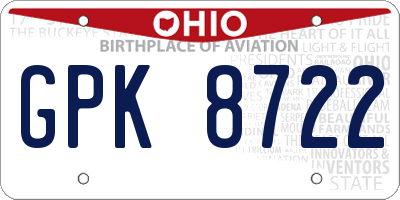 OH license plate GPK8722
