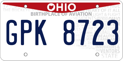 OH license plate GPK8723
