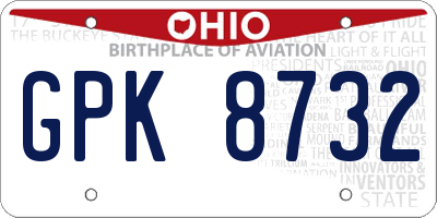 OH license plate GPK8732