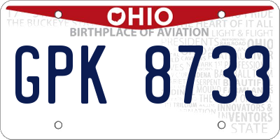 OH license plate GPK8733