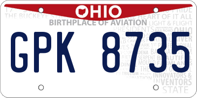 OH license plate GPK8735
