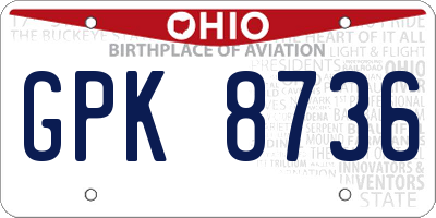 OH license plate GPK8736