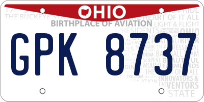 OH license plate GPK8737