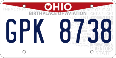 OH license plate GPK8738