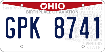 OH license plate GPK8741