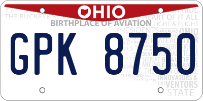 OH license plate GPK8750