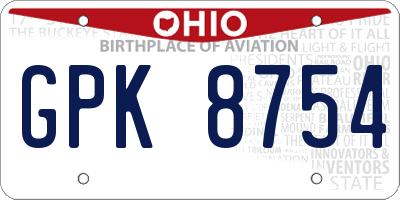 OH license plate GPK8754
