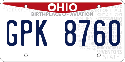 OH license plate GPK8760