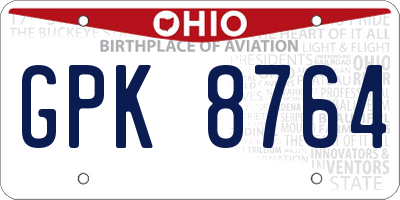 OH license plate GPK8764