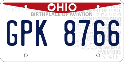 OH license plate GPK8766