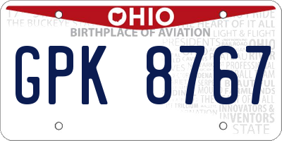 OH license plate GPK8767