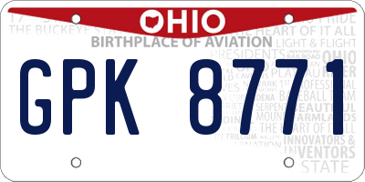 OH license plate GPK8771