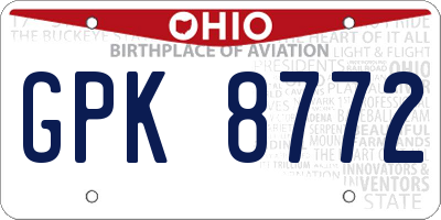 OH license plate GPK8772