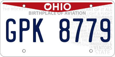 OH license plate GPK8779