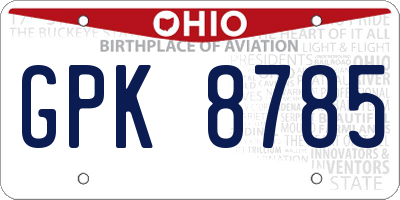 OH license plate GPK8785