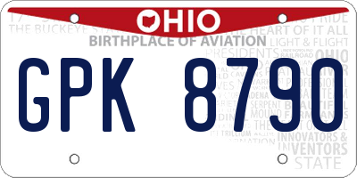 OH license plate GPK8790