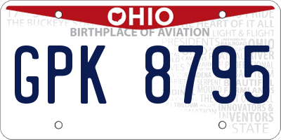 OH license plate GPK8795