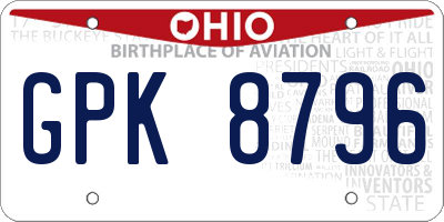 OH license plate GPK8796