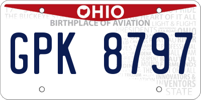 OH license plate GPK8797