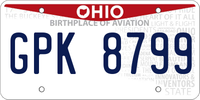 OH license plate GPK8799
