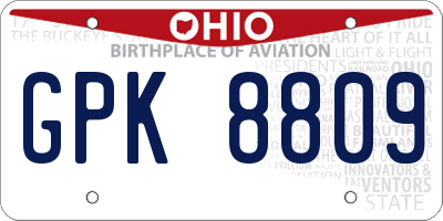 OH license plate GPK8809