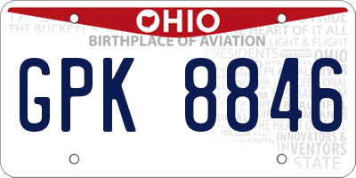OH license plate GPK8846