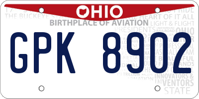OH license plate GPK8902
