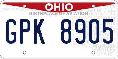 OH license plate GPK8905