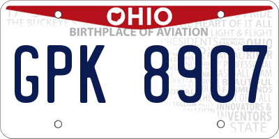 OH license plate GPK8907