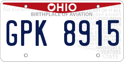 OH license plate GPK8915