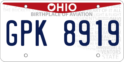 OH license plate GPK8919