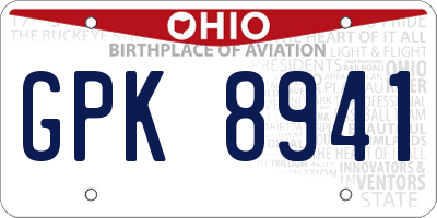 OH license plate GPK8941