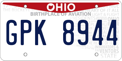 OH license plate GPK8944