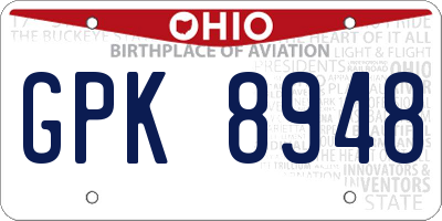 OH license plate GPK8948