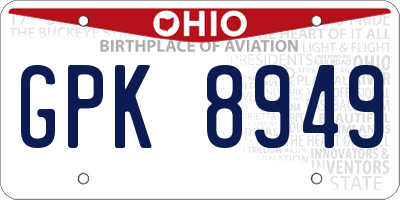 OH license plate GPK8949