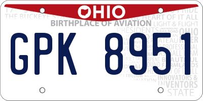 OH license plate GPK8951