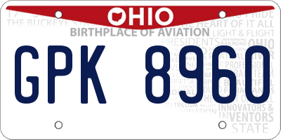 OH license plate GPK8960