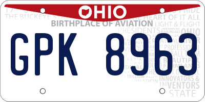 OH license plate GPK8963