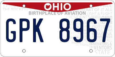 OH license plate GPK8967