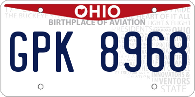 OH license plate GPK8968