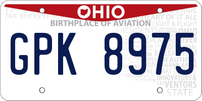 OH license plate GPK8975