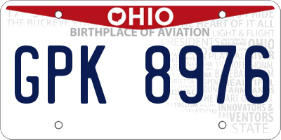 OH license plate GPK8976