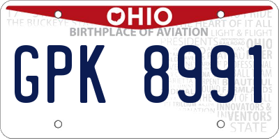 OH license plate GPK8991