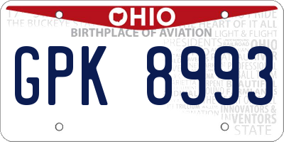 OH license plate GPK8993