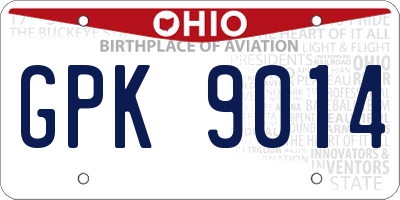 OH license plate GPK9014