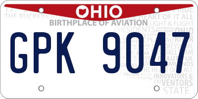 OH license plate GPK9047