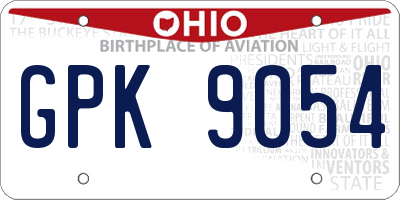 OH license plate GPK9054