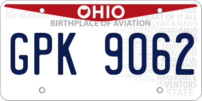 OH license plate GPK9062