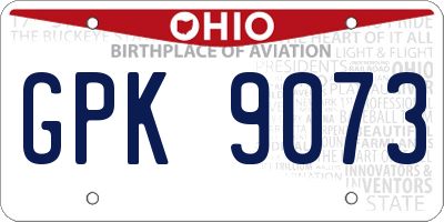 OH license plate GPK9073