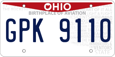 OH license plate GPK9110